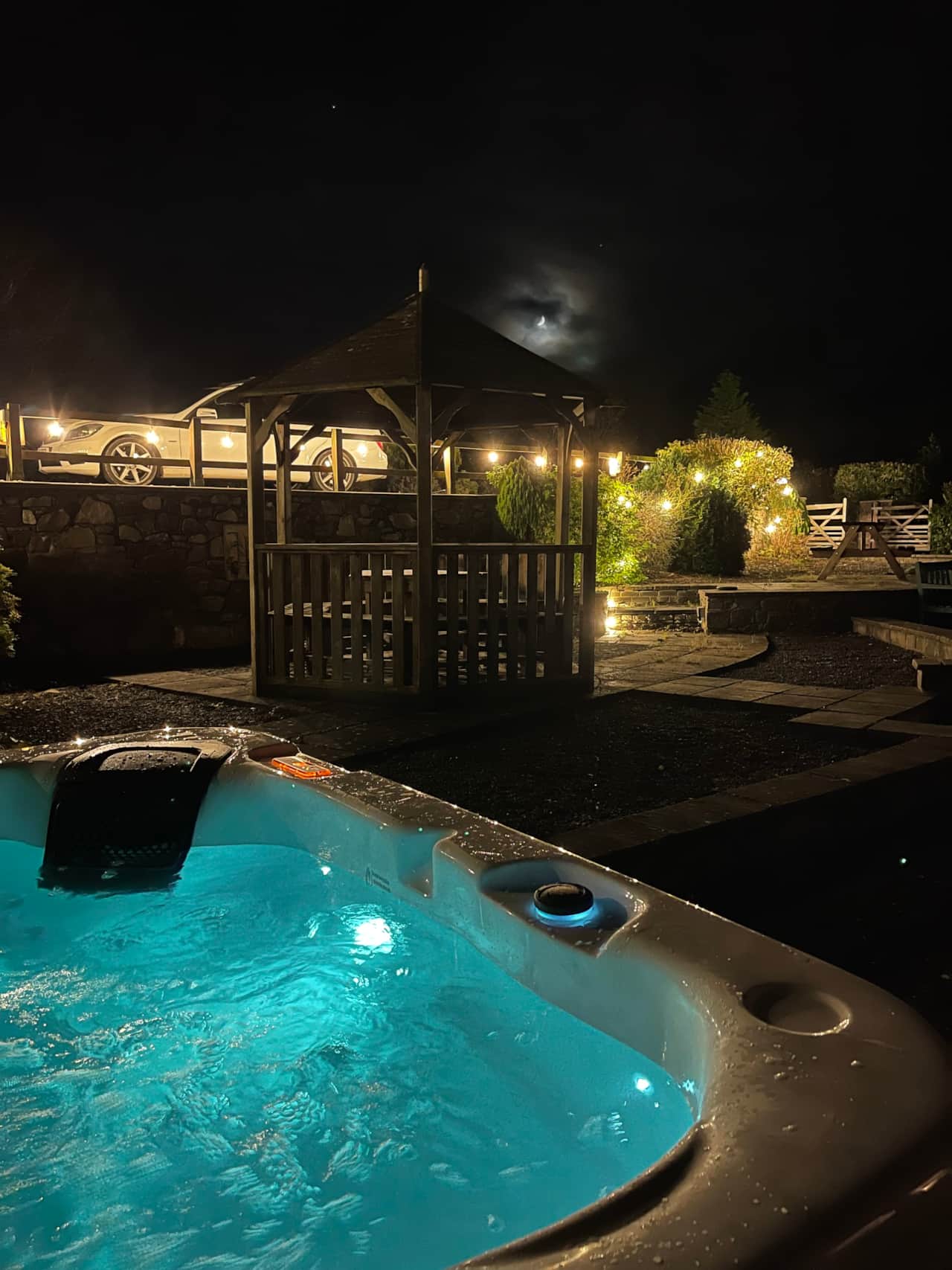 Hot tub with night lighting