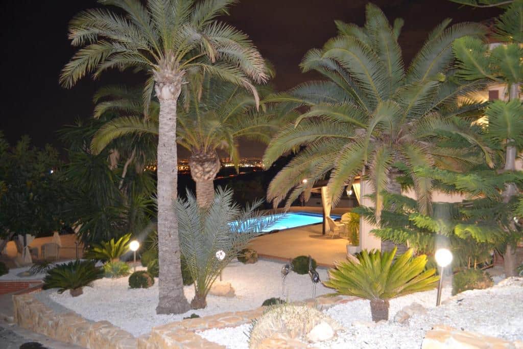 garden swimmig pool night 