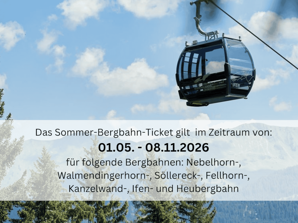 Bergbahn Inklusive gibt es im Sommer für alle Gäste. Bergbahn Inklusive gibt es im Sommer für alle Gäste.