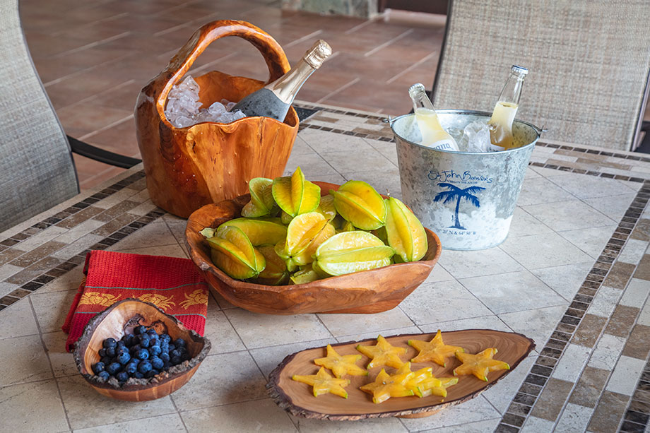 Fresh tropical fruit from the lush gardens surrounding the property