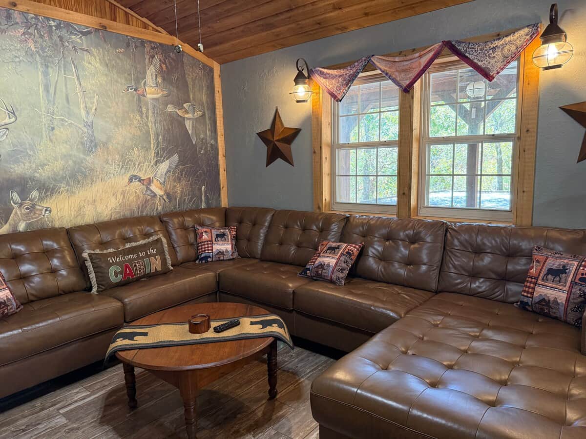 Large comfortable sectional with sleeping space for 2.