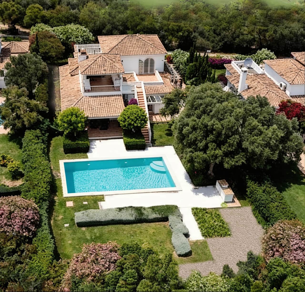 Vue aérienne de la villa Preludio