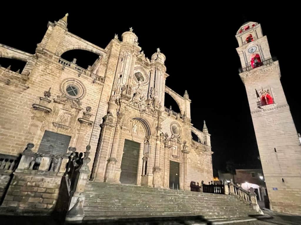Catedral de Jerez bajo la luz de la luna