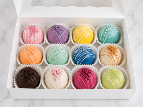 Mixed box of cake balls from White Magnolia Bread Co.