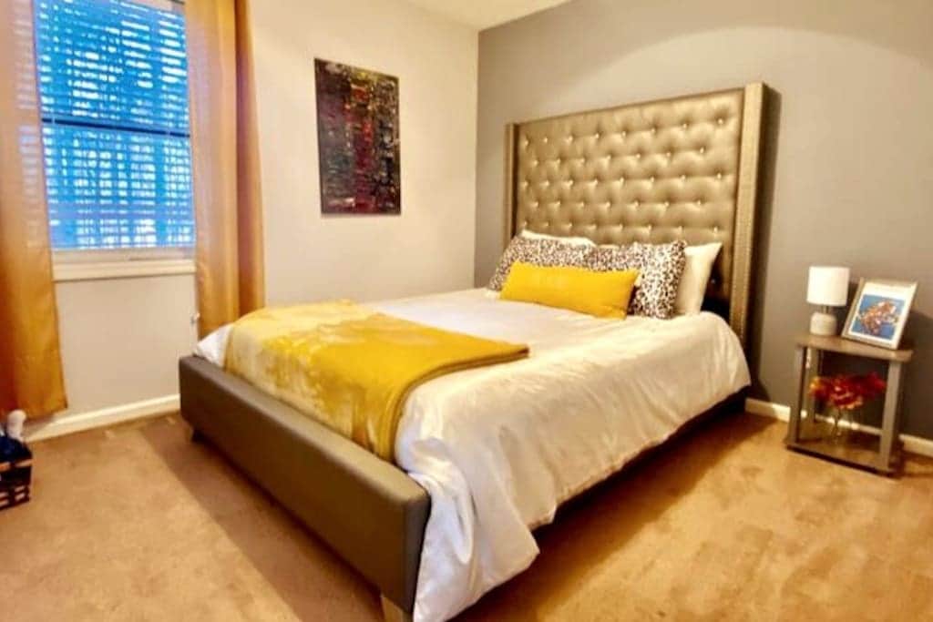 Queen size bed with Tv