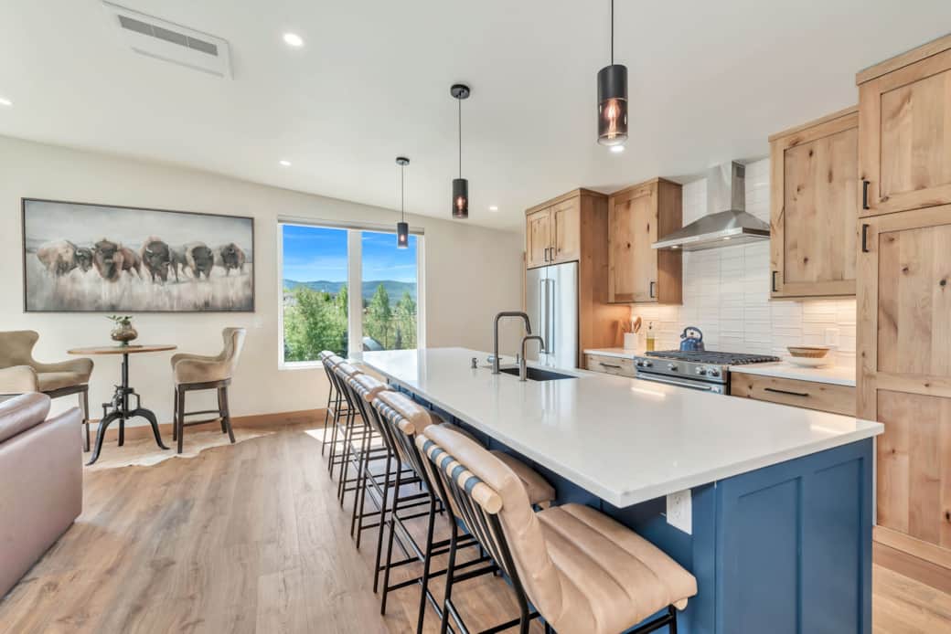 Open living room and kitchen Open living room and kitchen