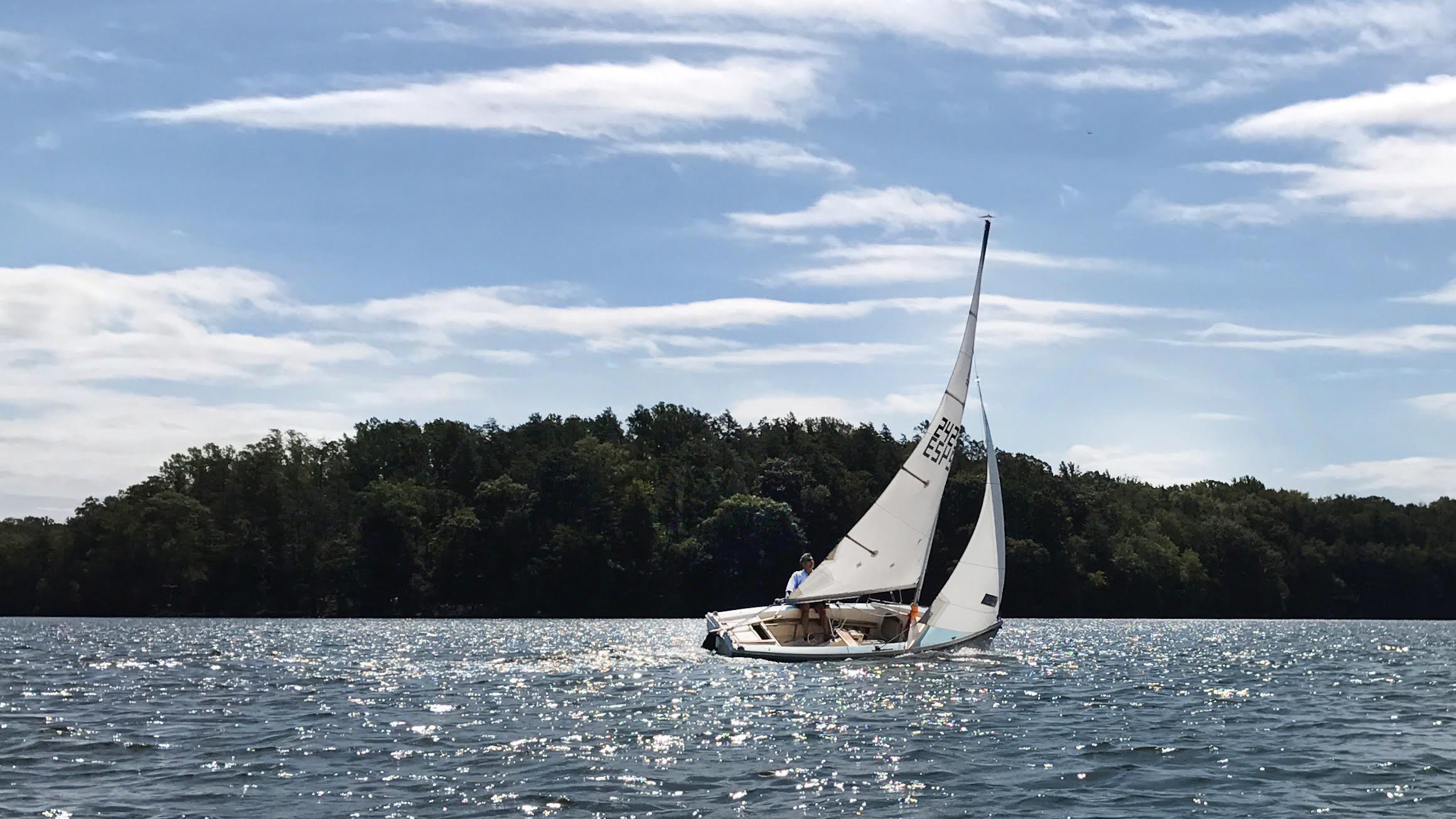 White Sailboat on Swartswood Lake