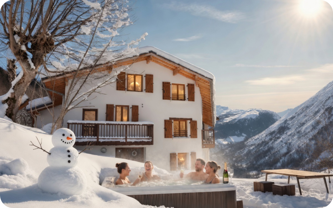 Hot tub in the snow