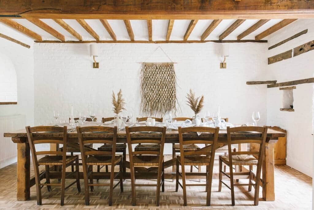 Dining room with full table settings