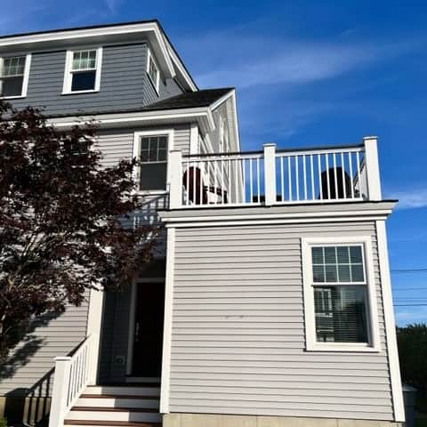 View toward upper level deck with ocean views