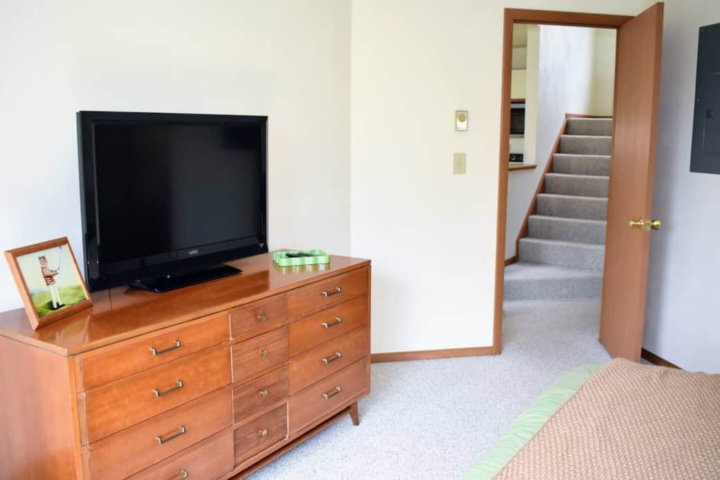 This bedroom is on the main floor. No need to walk up any stairs!