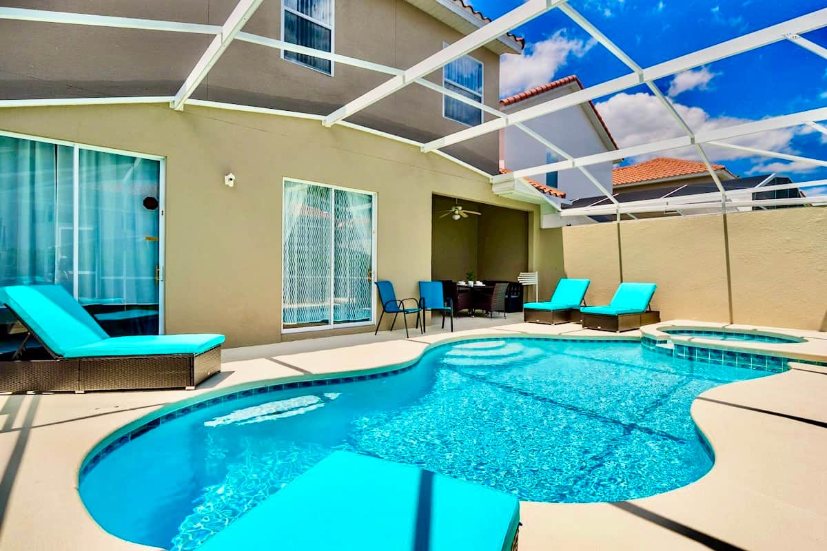 Pool is large and East facing