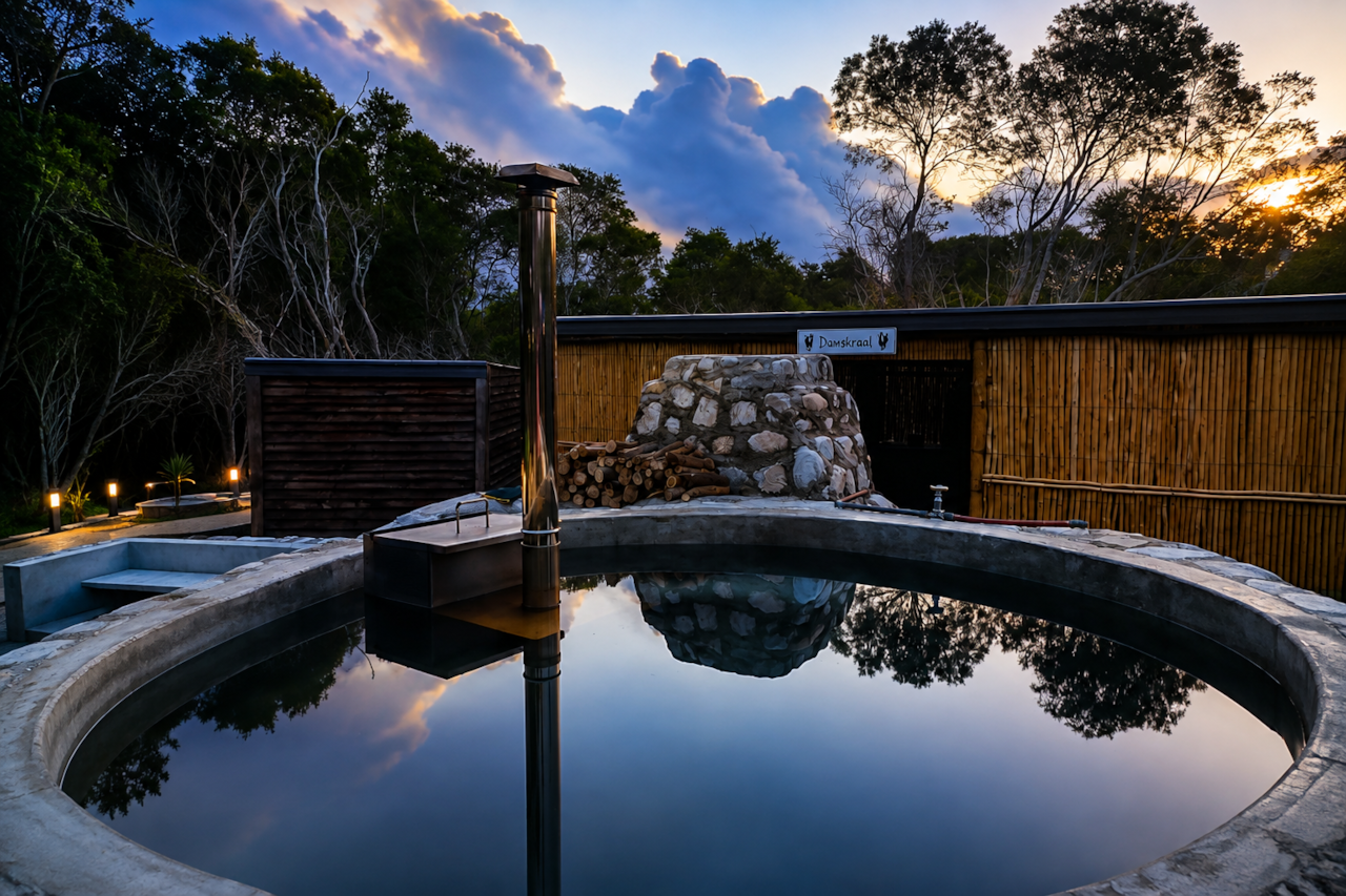 Wood-fired splash pool