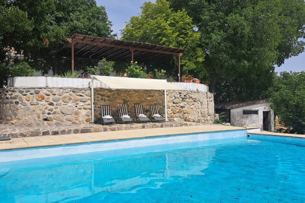 Piscina y hamacas