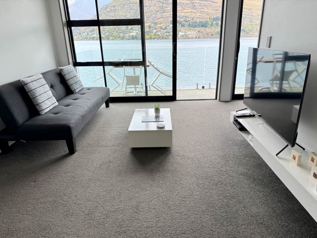 Lounge area with Lake in background