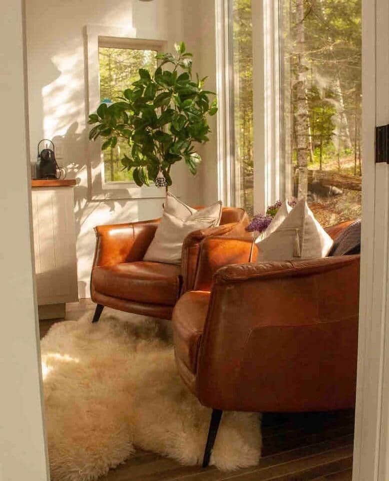 Sunlight surrounds you here. These chairs are the most asked about item in the cabin. You just sink into them and never want to leave! Sunlight surrounds you here. These chairs are the most asked about item in the cabin. You just sink into them and never want to leave!