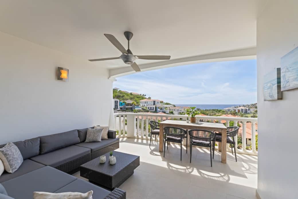 Large sofa, dining table and ceiling fan Large sofa, dining table and ceiling fan