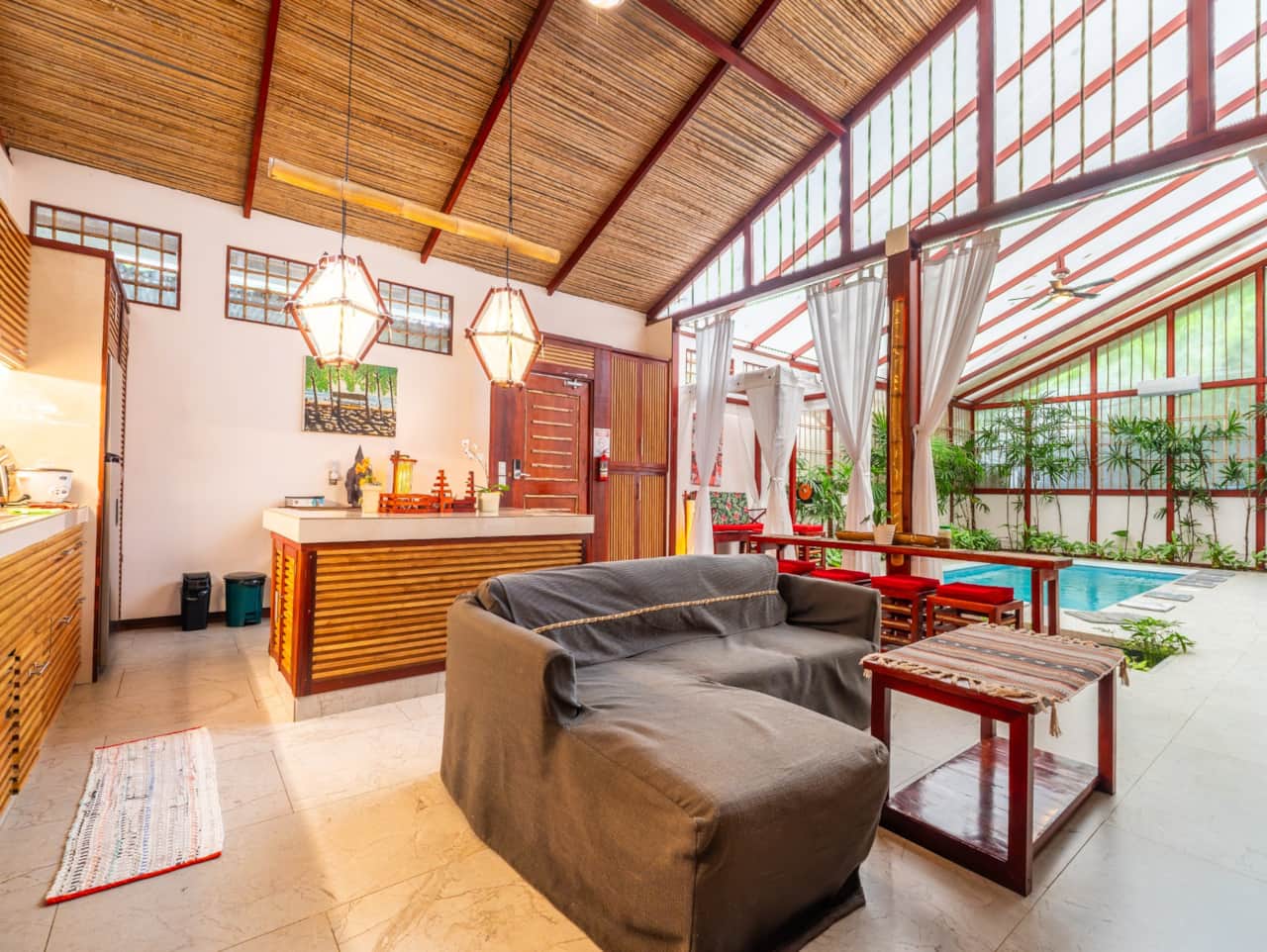 Luxury pool villa living room costa rica