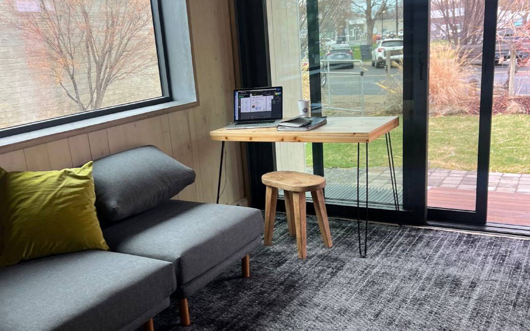 Living space space with desk/dining 