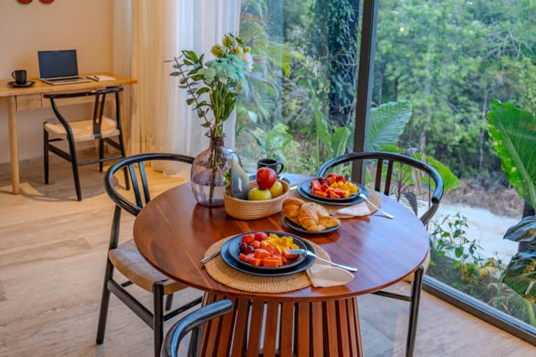 ISARA Tulum workspace and outdoor dining terrace