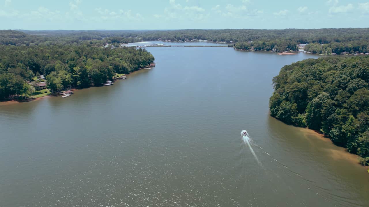 Peaceful Lake Martin view from Auburn Glamping in Dadeville Alabama