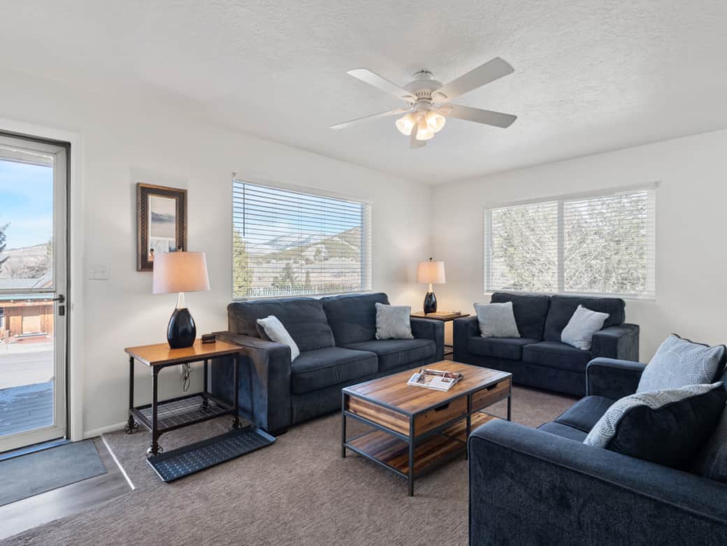 The main floor living room has plenty of space to play games, catch up and have a good time.