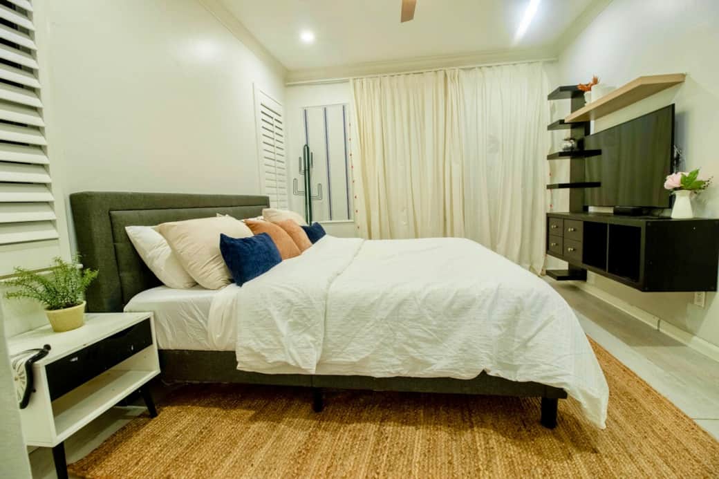 Master bedroom with King sized bed