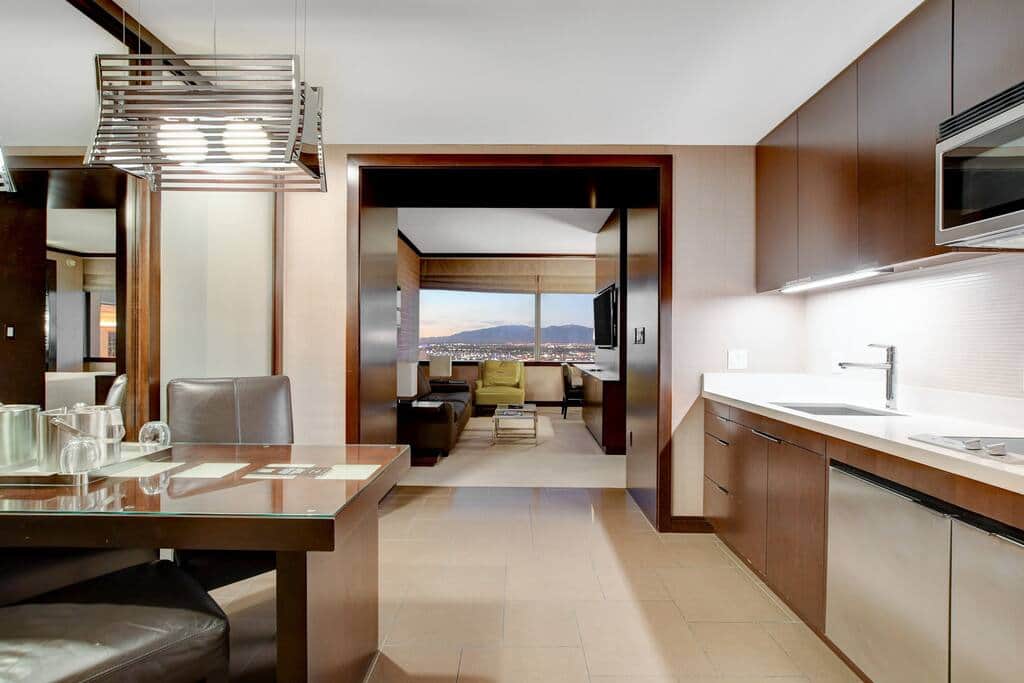 Welcoming Suite Entryway with Kitchenette and Hallway