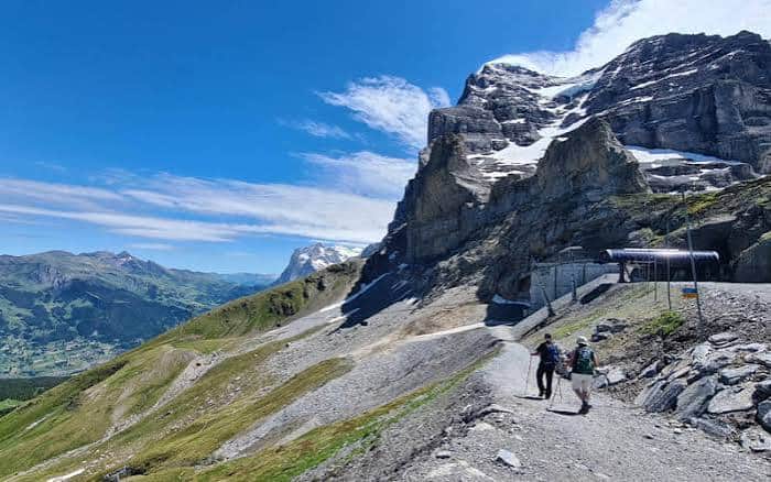 Hiking the Eiger Trail below the Eiger North Face