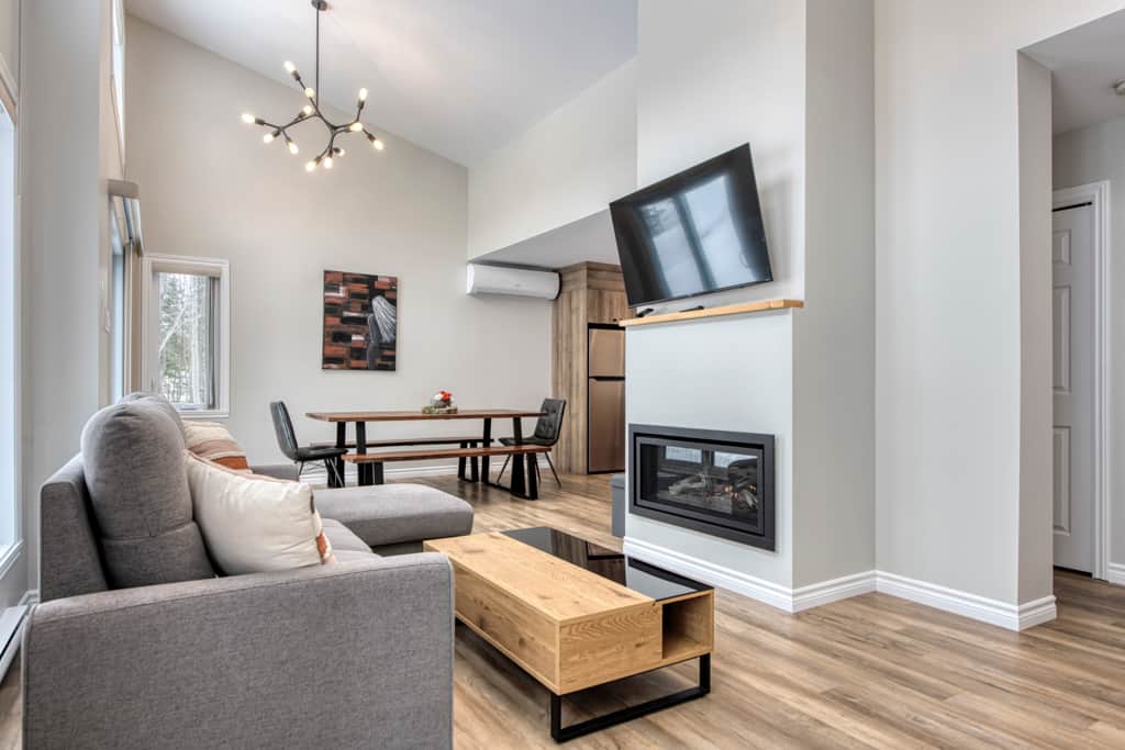 Living room and dining room