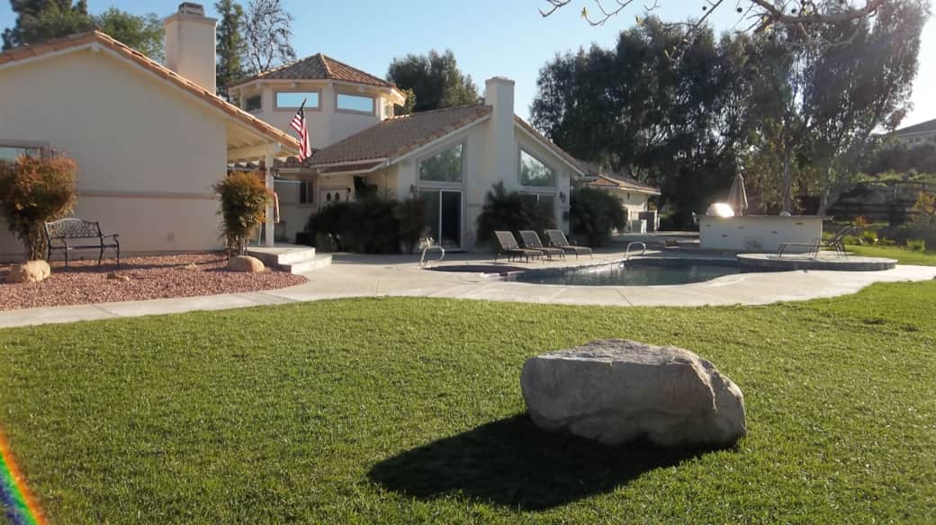 Backyard with Real Grass Lawn