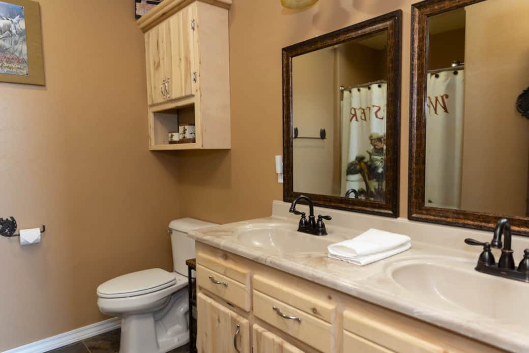 Double vanity in first bathroom.
