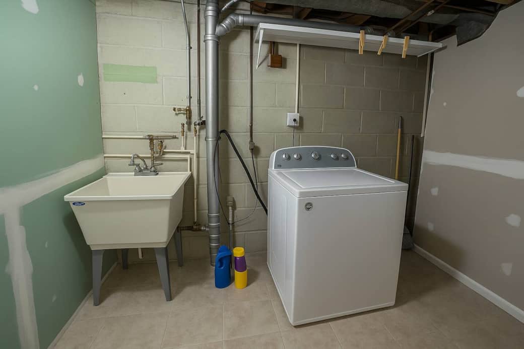 The add-on suite includes a dedicated washer and utility sink, offering guests the convenience of in-unit laundry. Whether you're staying for a few days or a few weeks, this setup makes it easy to keep things fresh and clean.
