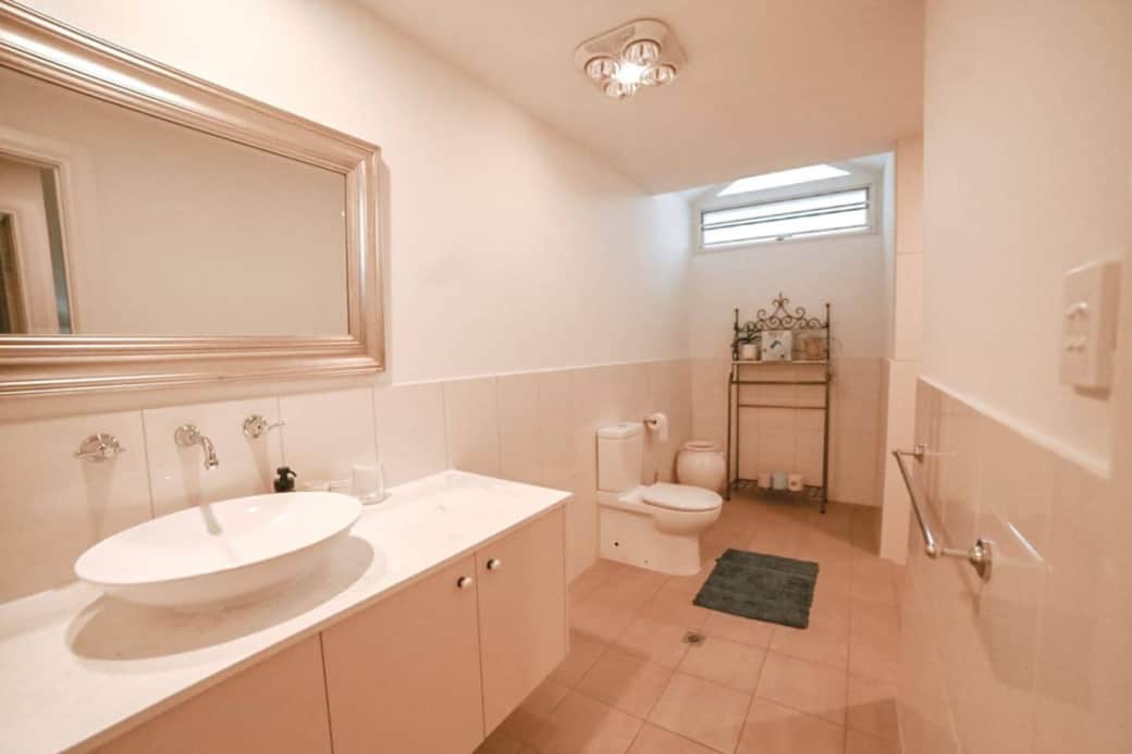 Massive upstairs bathroom with shower