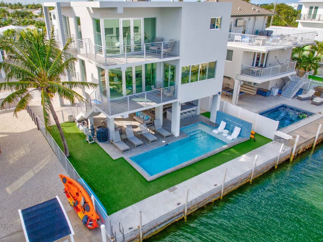 Aerial View of the pool and dock 1 Aerial View of the pool and dock 1