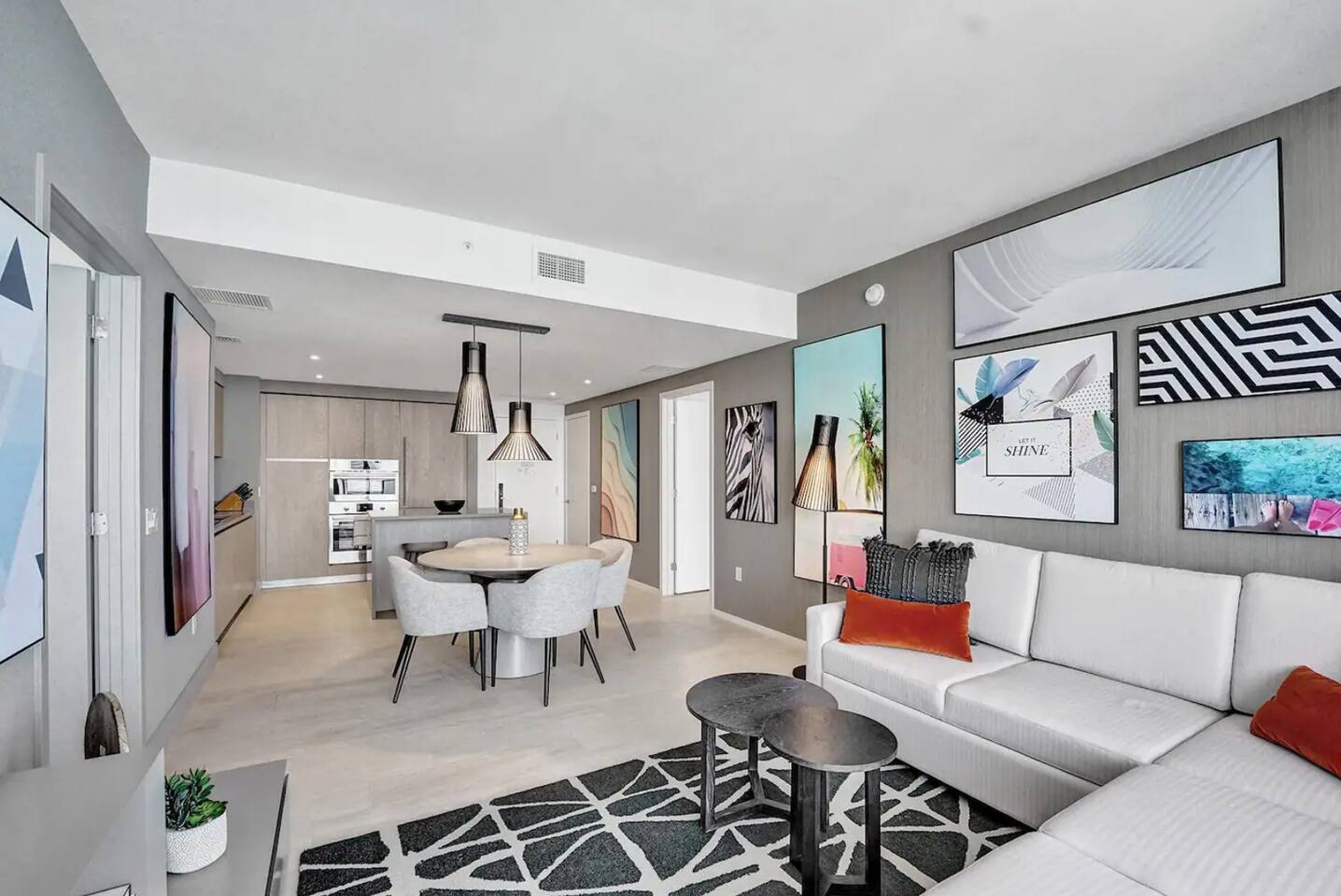 Stylish open space living room