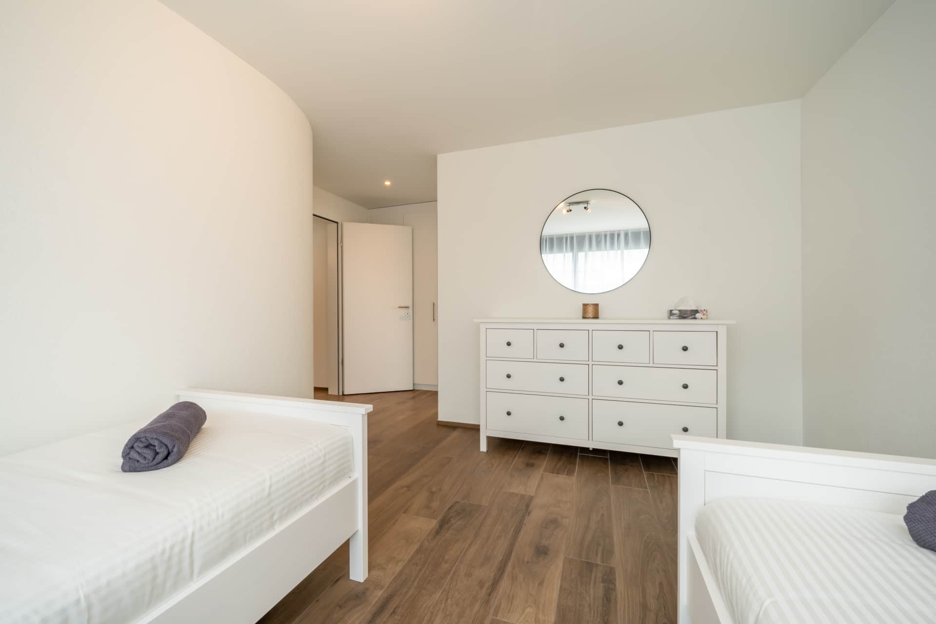 Serviced apartment bedroom setup