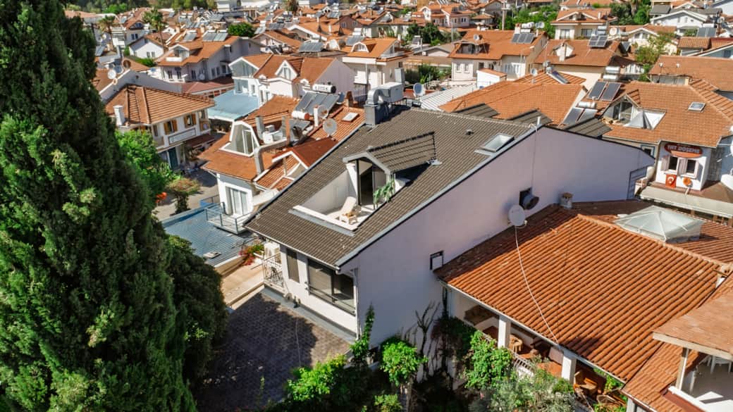 drone view of Guney house