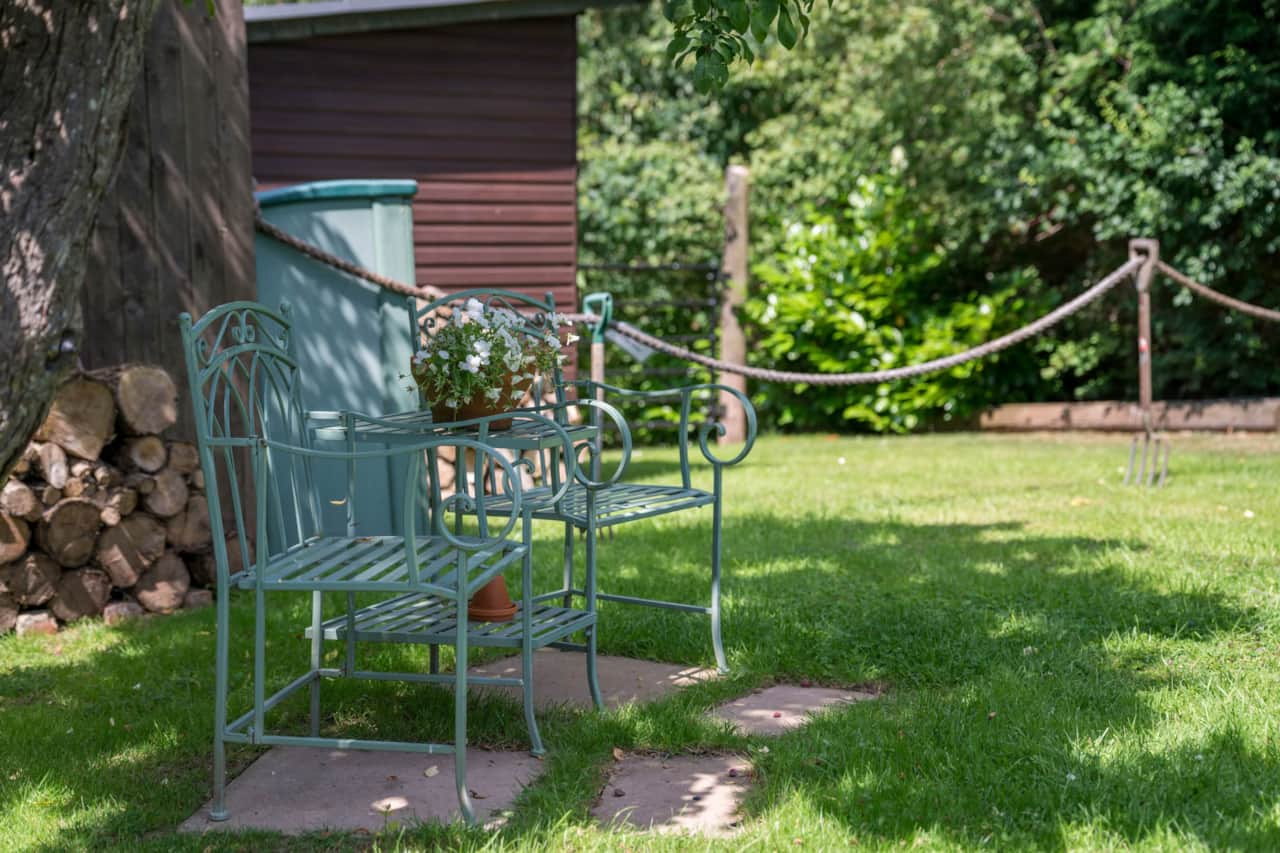 Garden bench - the perfect morning coffee spot