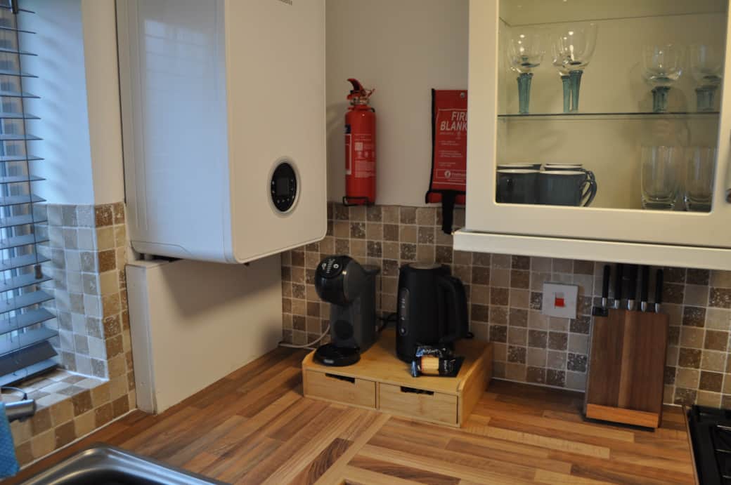 Tea and coffee station with complimentary biscuits