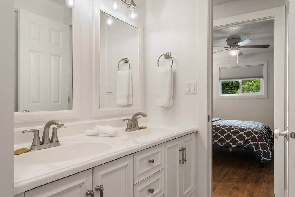 Upstairs Bathroom with Dual Vanity