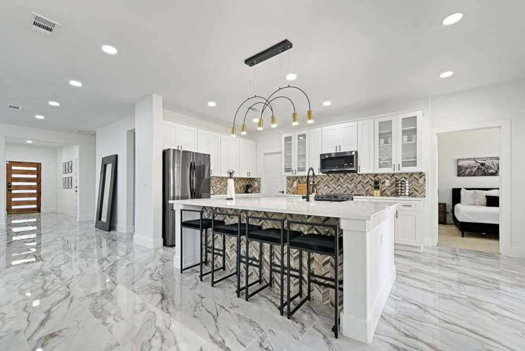 Large open concept with large island for seating for 4 Large open concept with large island for seating for 4