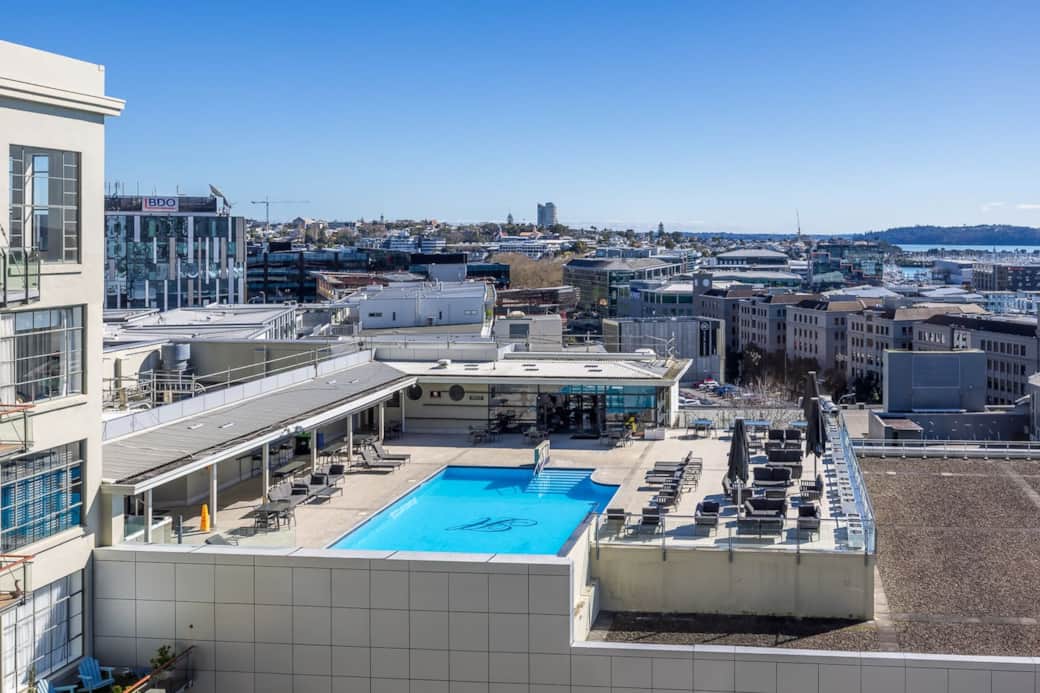 View of the pool from the living room View of the pool from the living room