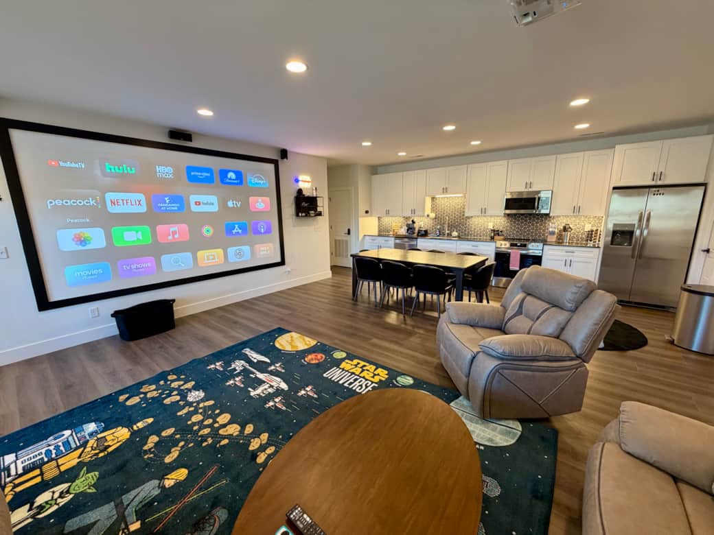 BASE STAR WARS Themed Living Room and 12ft Movie Theater Screen