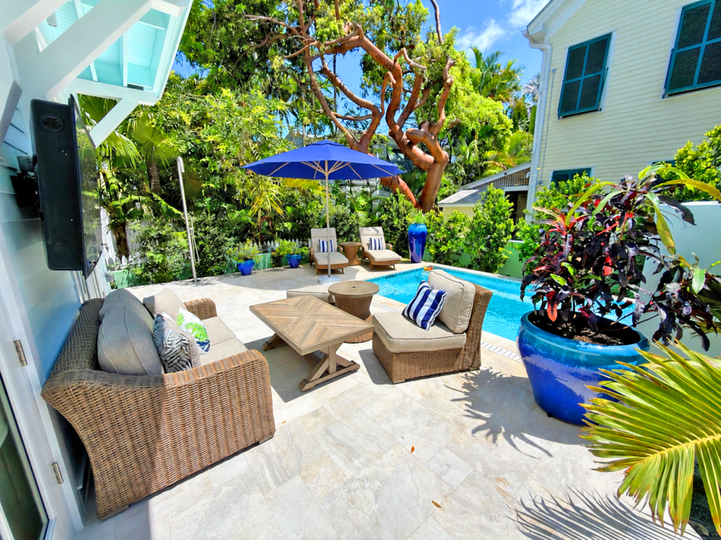 Private saltwater pool that is heated/chilled, has outdoor shower, TV, and lounge seating. Private saltwater pool that is heated/chilled, has outdoor shower, TV, and lounge seating.