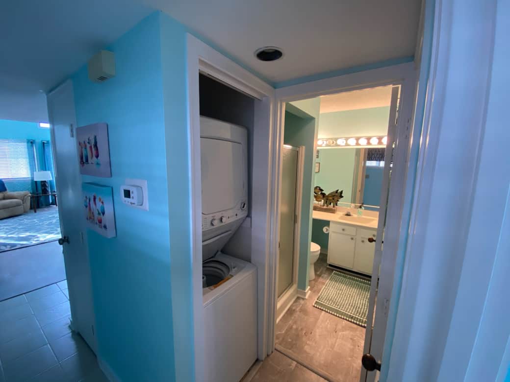Second bathroom with shower and washer/dryer
