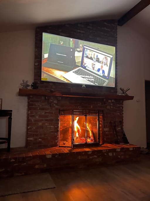 Fireplace with '87 inch tv Fireplace with '87 inch tv
