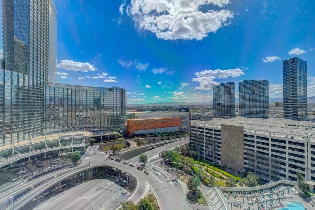Daytime Aria and Las Vegas Strip Skyline Views