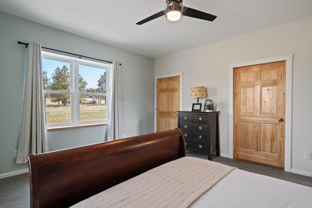 Master's bedroom upstairs with a walk-in closet that contains 2 luggage racks (not in picture)