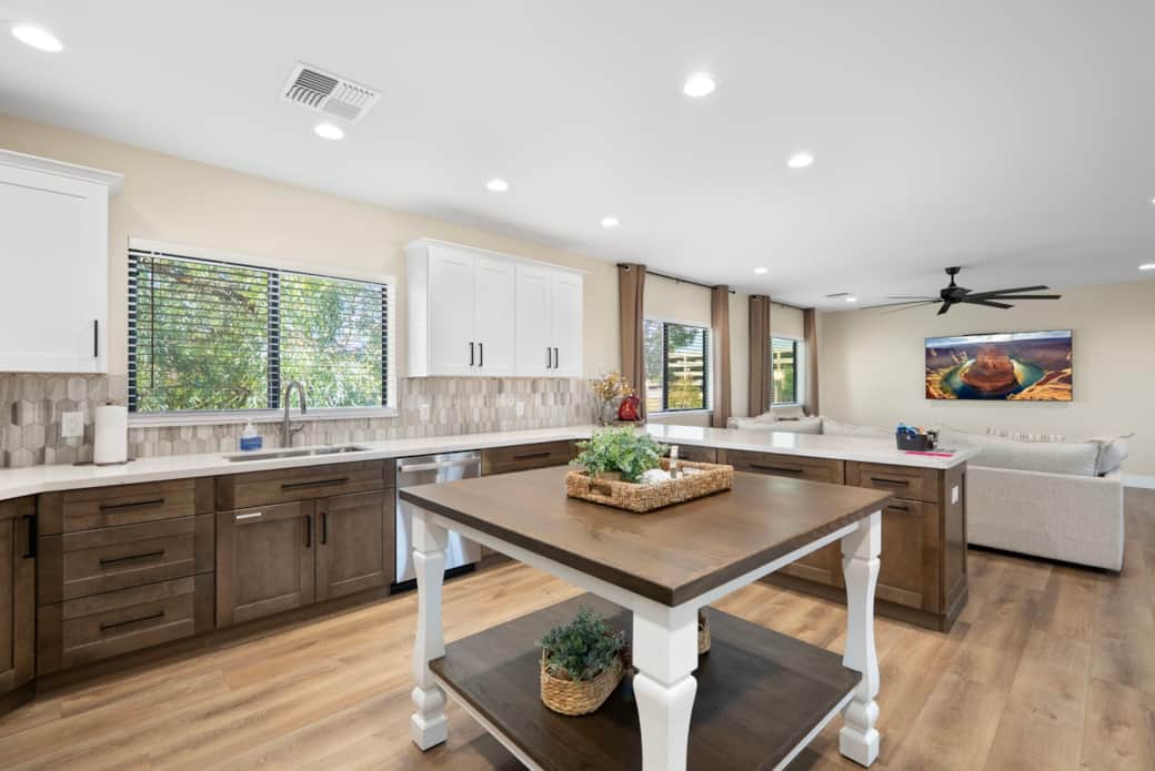Ample counter space makes meal prep easy. Unit 2.